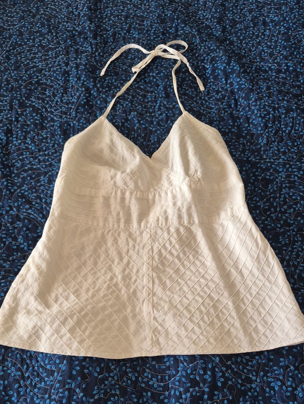 Old Navy White Halter Cami with Diamond Shape Stitch Detail